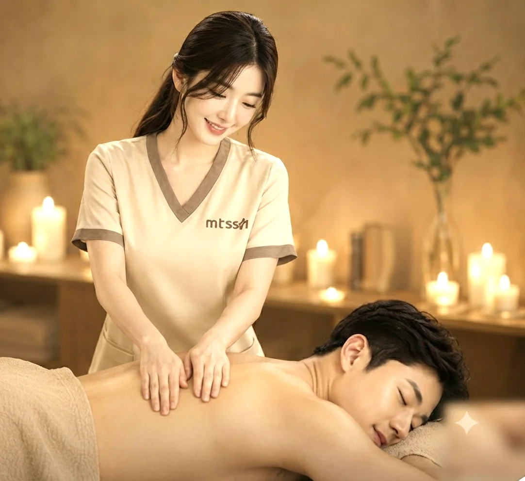 Chuyên viên đang massage trong căn phòng thắp nến